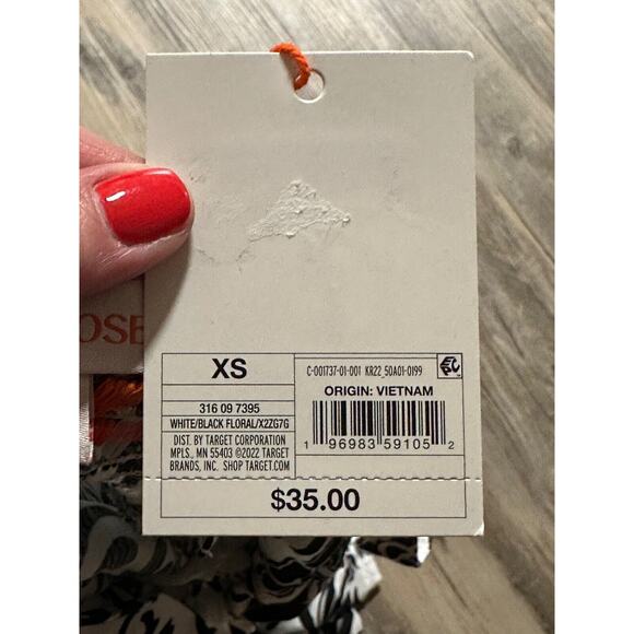 Knox Rose Sundress Fit Flare Adjustable Straps Black White Floral Smocked XS - Picture 9 of 10